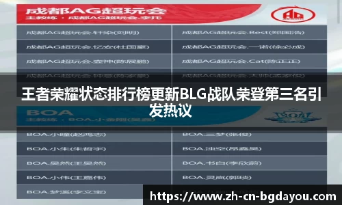 王者荣耀状态排行榜更新BLG战队荣登第三名引发热议